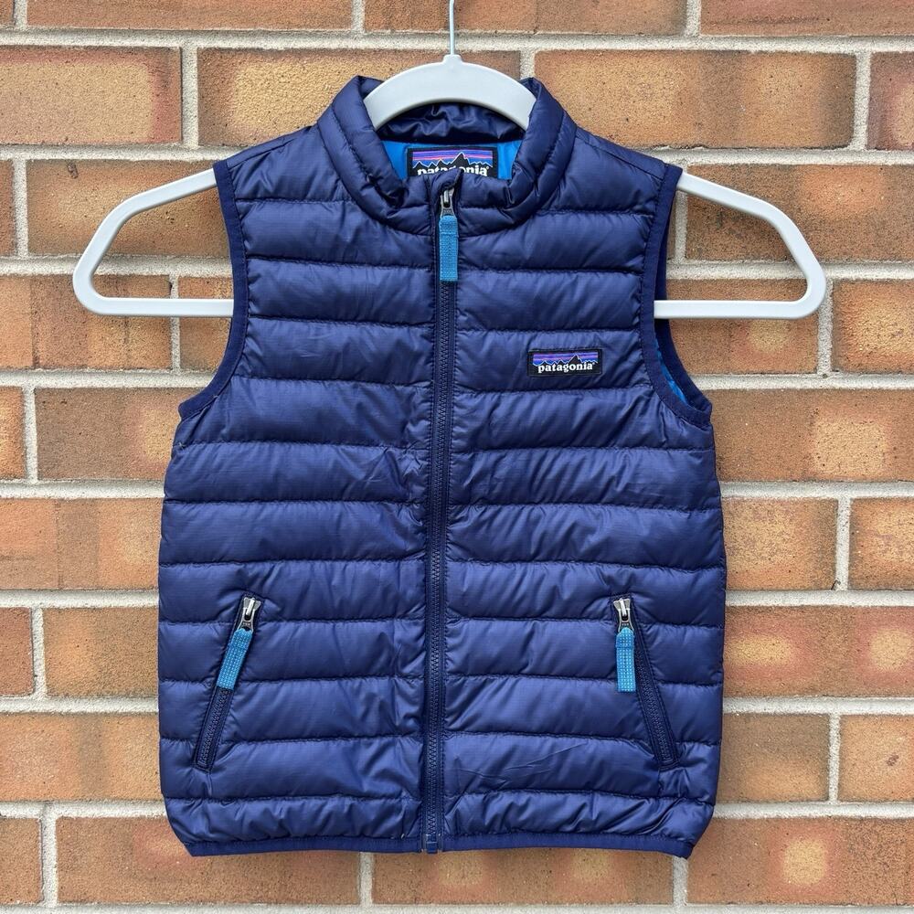 Patagonia Baby 4T Down Vest Blue Quilted Puffer Zip Insulated Outdoor Hiking